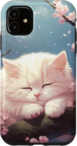 Vista 8 de Cute Sleeping Cat in Cherry Blossom Anime Kawaii Kitten Cat Case for iPhone 17