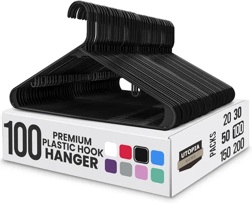 Vista 13 de Perchas de plástico Utopia Home, paquete de 50 - Percha para ropa con ganchos - Duradera y ahorradora de espacio (Agua)
