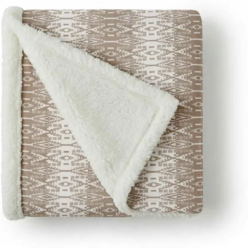 Vista 34 de Eddie Bauer - Manta Decorativa, Ropa de Cama de Vellón Cepillado y Sherpa Suave, Manta para Sofá y Cama (Bunkhouse Plaid Beige, 50" x 60")