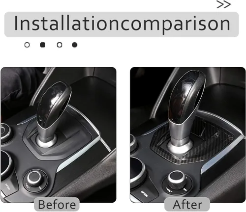 Vista 2 de Pieza de repuesto de fibra de carbono ABS para Alfa Romeo Giulia Stelvio 2017 2018 2019 Interior del coche consola central cambio panel cubierta