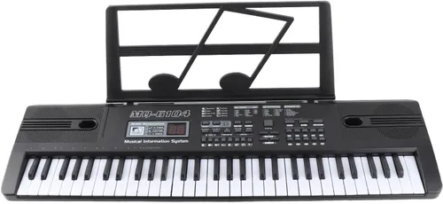 Vista 7 de Teclado electrónico de 61 teclas, piano digital portátil con pantalla LCD, USB y micrófono, altavoces integrados, soporte de música para niños