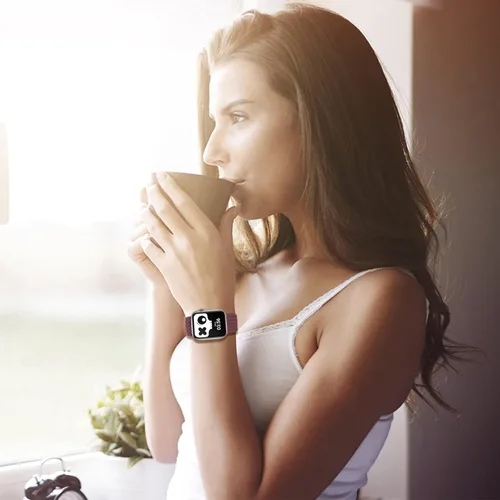 Vista 5 de Brigtlaiff Solo Loop trenzada compatible con Apple Watch Band de 1.496 - 1.575 pulgadas, para mujeres y hombres, correa de nailon elástica ajustable