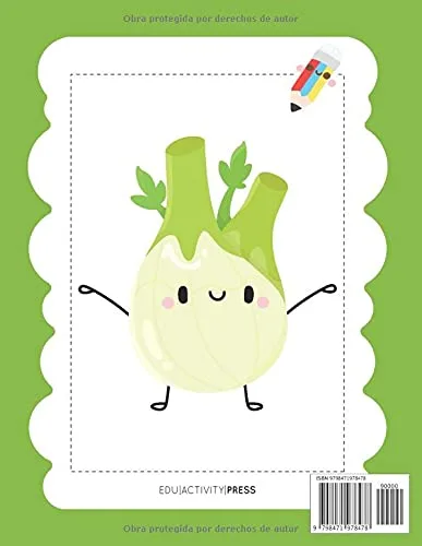 Vista 2 de Frutas y Verduras Libro Para Colorear Para Niños de 3 a 5 Años Un libro para colorear con frutas y verduras para niños (Spanish Edition)