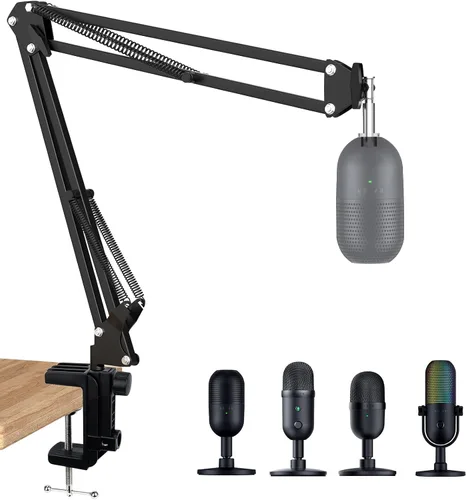 Razer Seiren X Mic Boom Arm con parabrisas de espuma, soporte de brazo de tijera de suspensión con cubierta de filtro pop para micrófono Razer