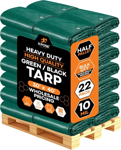 Vista 18 de Lona de Polietileno de Servicio Pesado - 5' X 7' - 10 Mil de Grosor Impermeable, Cubierta Protectora Bloqueadora de UV - Reversible Verde y Negro