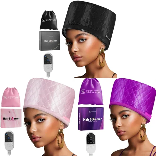 Vaporizador de cabello para cabello natural, uso doméstico con 10 niveles que se calienta rápidamente, tapa térmica para acondicionamiento profundo,