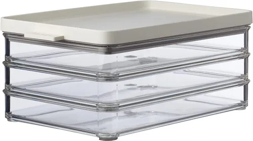 Mepal Omnia - Caja de almacenamiento de alimentos con tapa, juego de 3, 17 onzas, ideal para embutidos, queso y más, diseño apilable, blanco