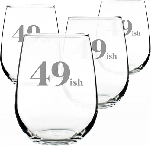 Vista 5 de Custom 49ish - Funny 50th Birthday Wine Glass for Women Turning 50 - Large 17 Oz - Bday Party Decorations - Customized Wine Glass Gift