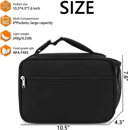 Vista 3 de GYEUKHAM Lonchera térmica reutilizable para la escuela, bolsas de almuerzo congelables duraderas para niños, niñas, hombres y mujeres, kit