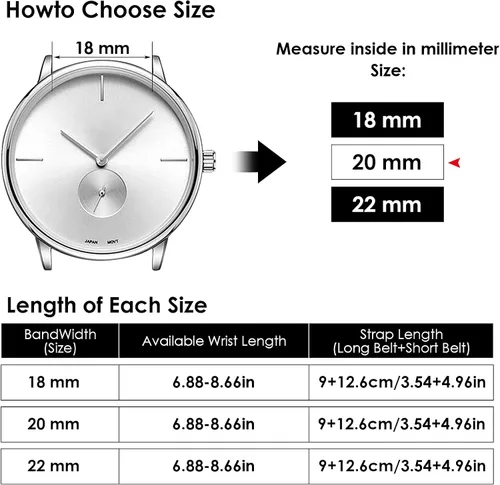 Vista 6 de TIESOME Correas de reloj de cuero de liberación rápida, correa de reloj de cuero de repuesto para hombres y mujeres - 0.709 in, 0.787 in, 0.866 in