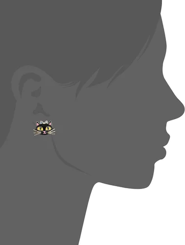Vista 2 de Betsey Johnson Pendientes de tuerca de gato rosa, Vidrio