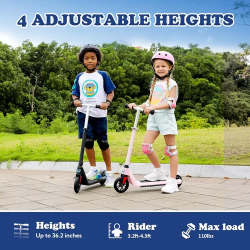 Vista 2 de Caroma Electric Scooter for Kids Ages 6-14, 120W Motor & 15 Mph, 85 Mins Ride Time, Adjustable Height & Speed, LED Display, Kids Electric Scooter