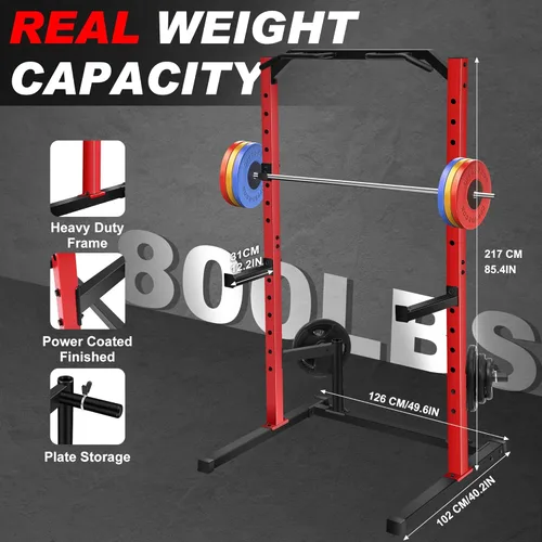 Vista 3 de OPPSDECOR Power Cage Power Rack, Multi-Functional Weight Cage with More Training Attachments, Heavy-Duty Construction Squat Rack for Home Gym