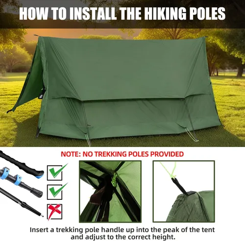 Vista 3 de 2-Person Trekking Pole Tent for Backpacking - Ultralight 2 Person Backpacking Tent, Lightweight Waterproof Two Person A-Frame Hiking Shelter for