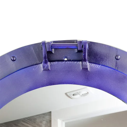 Vista 3 de Nagina International Ojo de buey náutico de color azul de aluminio Decoración de pared marítima (20 pulgadas, espejo)