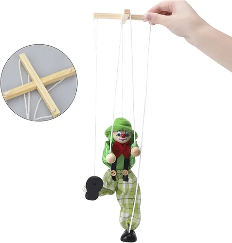 Vista 4 de Marionette Puppets Payaso Muñeca String Marionette Marionette Marioneta Adolescentes Adultos Marioneta de Madera Interactiva Marioneta Muñecas