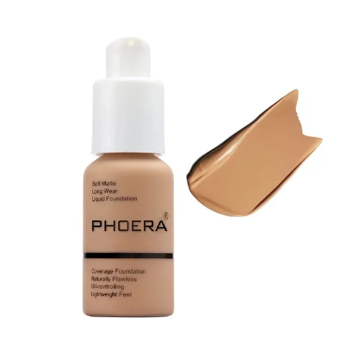 Vista 3 de PHOERA - Base de maquillaje líquida mate suave con control de aceite, cobertura total para el rostro. (101# Porcelana)