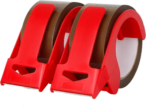 Vista 9 de Paquete de 12 cintas de embalaje marrón con dispensador, 2.4 mil, 1.88 pulgadas x 60 yardas, total de 720 yardas, 12 rollos de repuesto de cinta