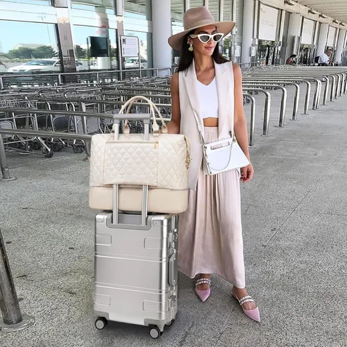 Vista 4 de CAMTOP - Bolsa de viaje de fin de semana para mujer, bolsa de lona con espacio para laptop de15.6 pulgadas