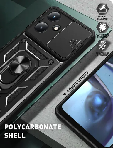 Vista 8 de Funda compatible con Honor X7, lente deslizante a prueba de golpes, compatible con Honor Play 30 Plus, funda con anillo y soporte 2 en 1 HEI