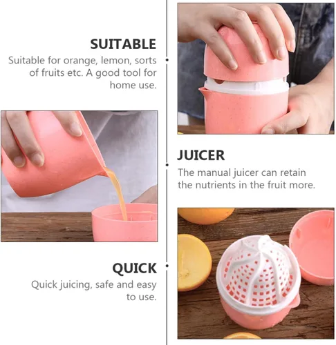 Vista 3 de SAFIGLE 2 Pcs Manual Fruit Juicer Portable Orange Lemon Squeezer Non-electric Handheld Citrus Press for Household Use Easy to Clean Safe Kitchen