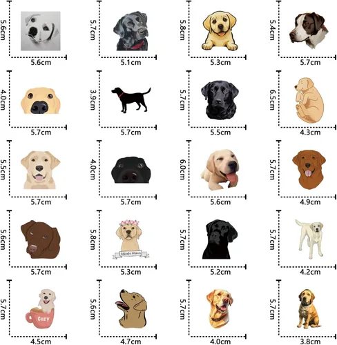 Vista 3 de 60 calcomanías de vinilo impermeable estético lindo dibujos animados animales perros calcomanías calcomanías para laptop, botellas de agua