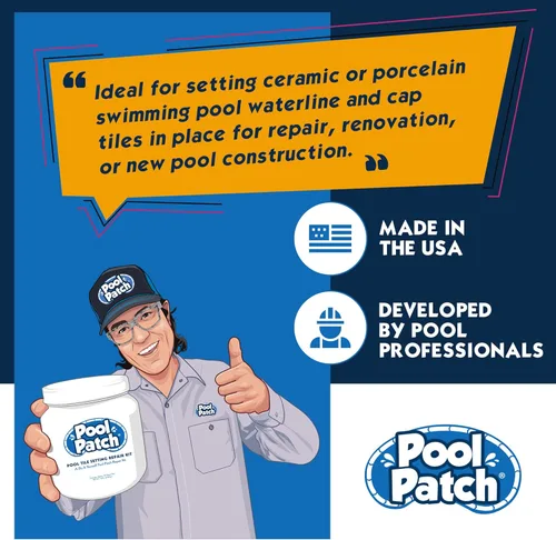 Vista 5 de Pool Patch Gray Pool Tile Adhesive Thinset Repair Kit 3 lb - Easy to Mix and Apply Setting Formula - Perfect to Glue Pool Tile - Quick-Drying, Extra