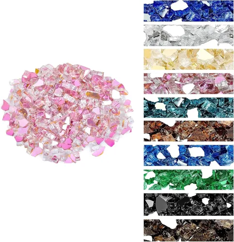 Vista 15 de Onlyfire Vidrio ignífugo de 10 libras para fogata de propano y chimenea de gas, rocas de vidrio reflectantes de 1/2 pulgada para mesa de hoguera