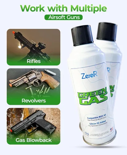 Vista 7 de ZeroR® Green Gas Fuel for Airsoft Pistols 13.5 fl oz Each (11.8 oz by Total Weight)
