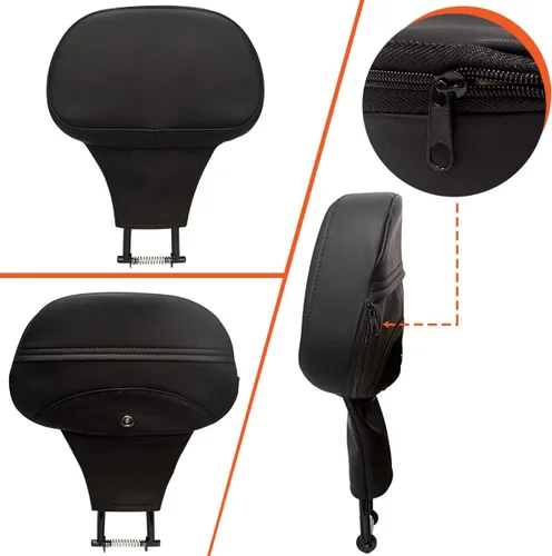 Vista 6 de FOVPLUE Respaldo ajustable para conductor, almohadilla desmontable para respaldo del conductor enchufable con kit de montaje para Harley Touring