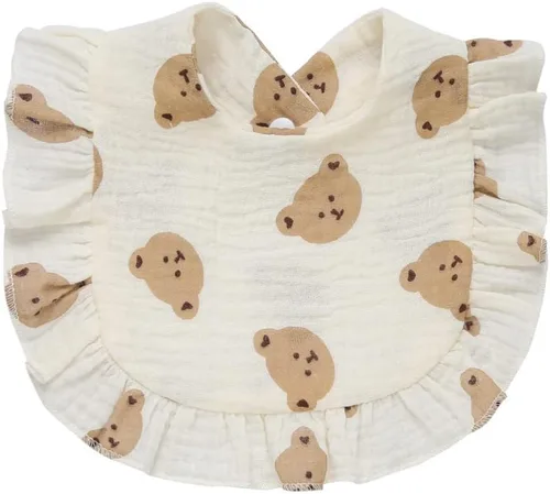 Vista 3 de Juego de 4 baberos de muselina sólida contra babeo para bebé, unisex, para niños y niñas, de algodón, ajustables, para dentición, alimentación