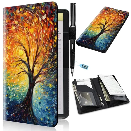 Vista 31 de Libros para servidores de 2ª generación, 5 x 9 pulgadas, para camarera con bolsillos expandibles/con cremallera, lindo libro de servir, blocs