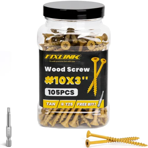 Vista 9 de Tornillos para madera de 2-1/2 pulgadas, tornillos para terraza FIXLINK #10 x 2-1/2", 310 piezas, recubiertos con epoxi, broca de estrella T25