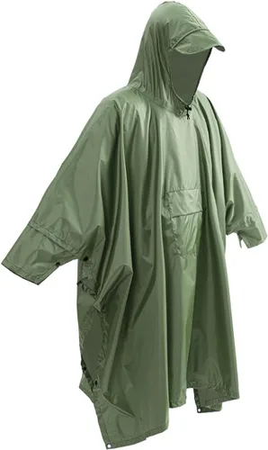 Vista 8 de Cosmine Poncho de lluvia con capucha para adultos con bolsillo, impermeable, ligero, unisex, chaqueta impermeable para senderismo, camping