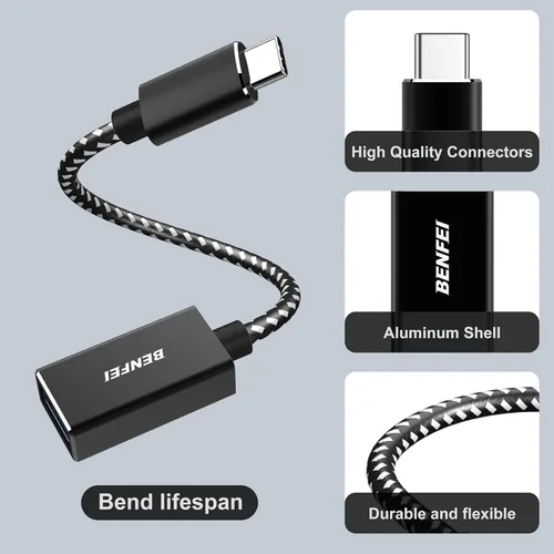 Vista 4 de BENFEI Adaptador USB C a USB 3.0, paquete de 2 adaptadores USB C a A macho a hembra compatibles con MacBook 2022 2021 2020, Samsung Galaxy Note 20