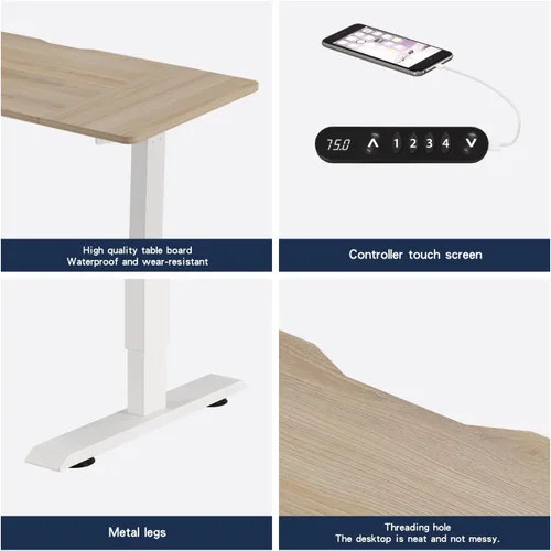 Vista 16 de Escritorio eléctrico de pie en forma de L, escritorio esquinero de altura ajustable de 59 pulgadas con ajustes preestablecidos de memoria, ideal