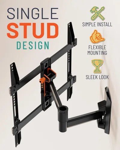 Vista 3 de ECHOGEAR SwiftStud - Soporte de pared giratorio de movimiento completo para televisores de hasta 60 pulgadas, extensión suave, inclinación
