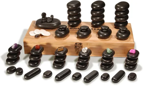 Vista 11 de Masaje Maestro Masaje 18 piezas Mini Basic Masaje Cuerpo Piedra Caliente Conjunto Negro Lava Vocano Basalto Rock, 1count