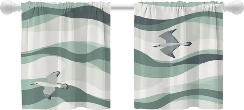 Vista 137 de Shrahala Abstract Pattern Geometric Blackout Window Curtains, Concentric Squares Thermal Insulated Curtains Grommet Long Drapes for Bedroom,Living