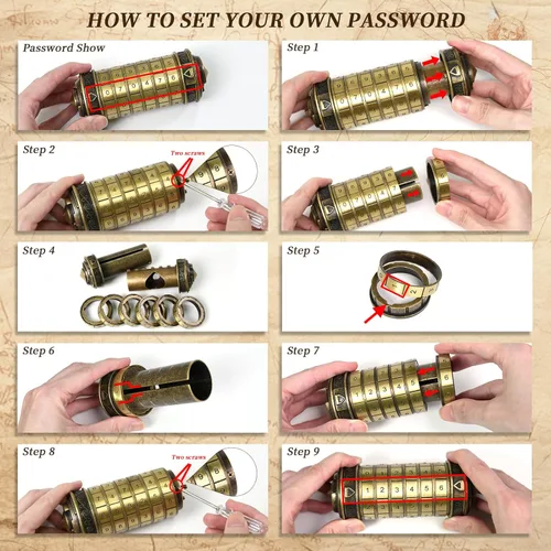 Vista 3 de CoEjokno Da Vinci Code Numeric Cryptex Caja de Rompecabezas de Dinero para Regalo en Efectivo, Caja de Joyería con Compartimento Oculto, Regalo
