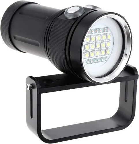 Vista 9 de SecurityIng Linterna de video de buceo con luz roja UV blanca, ángulo de haz amplio de 120 grados, fotografía subacuática, linterna de buceo