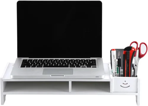 Vista 9 de Pissente Computer Display Riser, PVC Artificial Board, Ergonomic Stand with Storage, Easy Assembly for Home Office Use