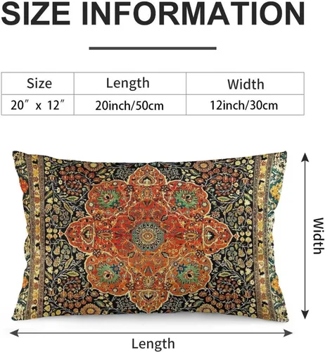 Vista 2 de 10 fundas de almohada de 12 x 20 pulgadas con estampado de mohtashem kashan persa antiguo, fundas de almohada decorativas de terciopelo suave