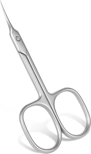 Vista 8 de AOMIG Tijeras para cutículas, hoja curvada de acero inoxidable, multiusos, tijeras pequeñas afiladas para aseo, cejas, pestañas, pelo de nariz