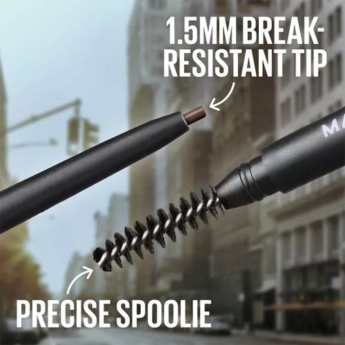 Vista 5 de Maybelline New York Brow - Lápiz mecánico para cejas con punta de 55 mm, punta y carrete de mezcla para cejas precisamente definidas, 250 rubio
