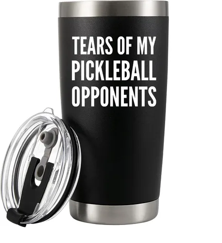 Panvola Tears of My Pickleball - Vaso de acero inoxidable con aislamiento al vacío para papá, mamá, abuelo, abuela, con tapa extraíble y popote (20