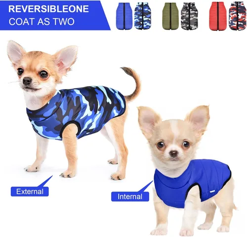Vista 2 de Ropa para perros pequeños, niños y niñas, suéter reversible para cachorros, ropa impermeable para chihuahua, chaqueta para perro, ropa para perro