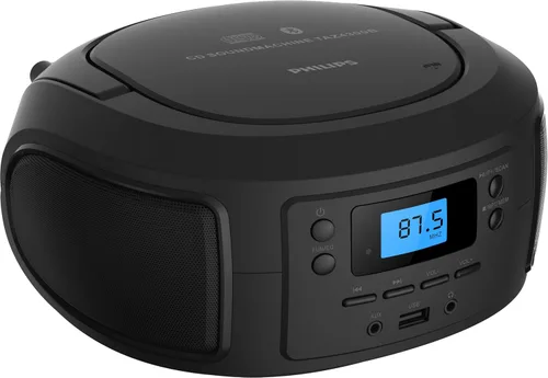 Reproductor de CD portátil Philips con Bluetooth, sonido cristalino. Reproductor de CD tipo Boombox de carga superior con radio FM, puerto USB y
