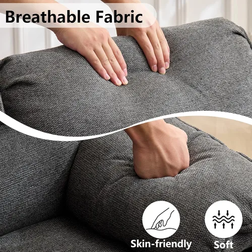 Vista 7 de Sofá reclinable doble de 67.9 pulgadas, sofá reclinable para caravana, soporte de pared reclinable, sofá reclinable manual, asientos de cine