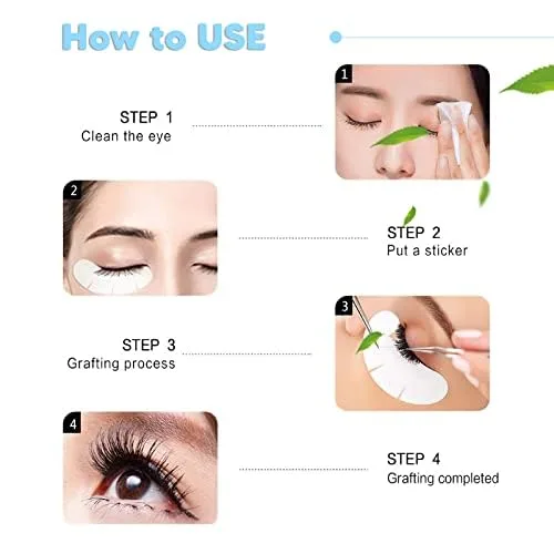 Vista 7 de C. ARTIST Kit de 100 pares de almohadillas de gel de extensión de pestañas 100% naturales en forma de V, parches de hidrogel para ojos con colágeno